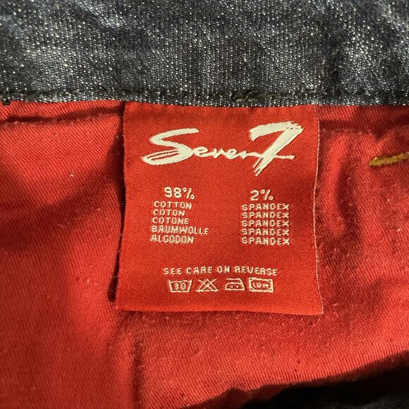 Vintage Seven7 Jeans Women’s 18 Premium Dark Wash Distressed Denim Wide Leg Y2K - Picture 12 of 16